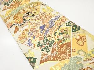 アンティーク　読本・唐風景・貝桶・草花模様織り出し丸帯(材料)